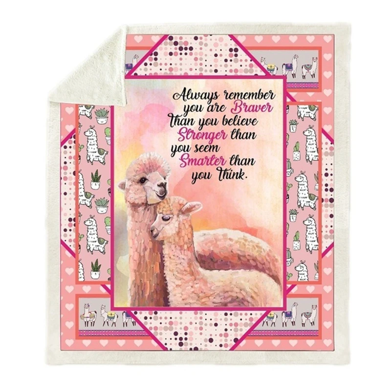 Плюшевое покрывало с принтом в виде аниме альпака панда шерпа флисовое домашнее