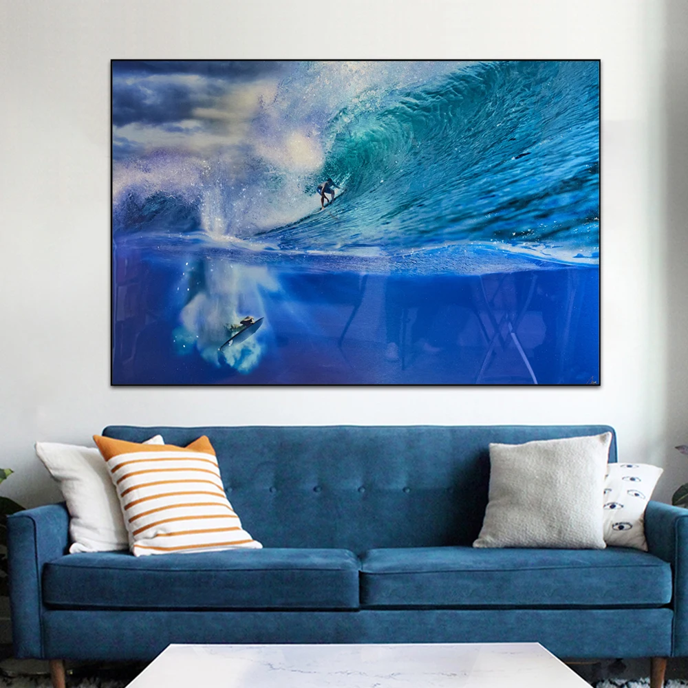 

Blue Ocean Surf Wall Art Posters Adventure Sports Fighting Spirit Home Bedroom Room Prints Canvas Painting Modern Living Picture