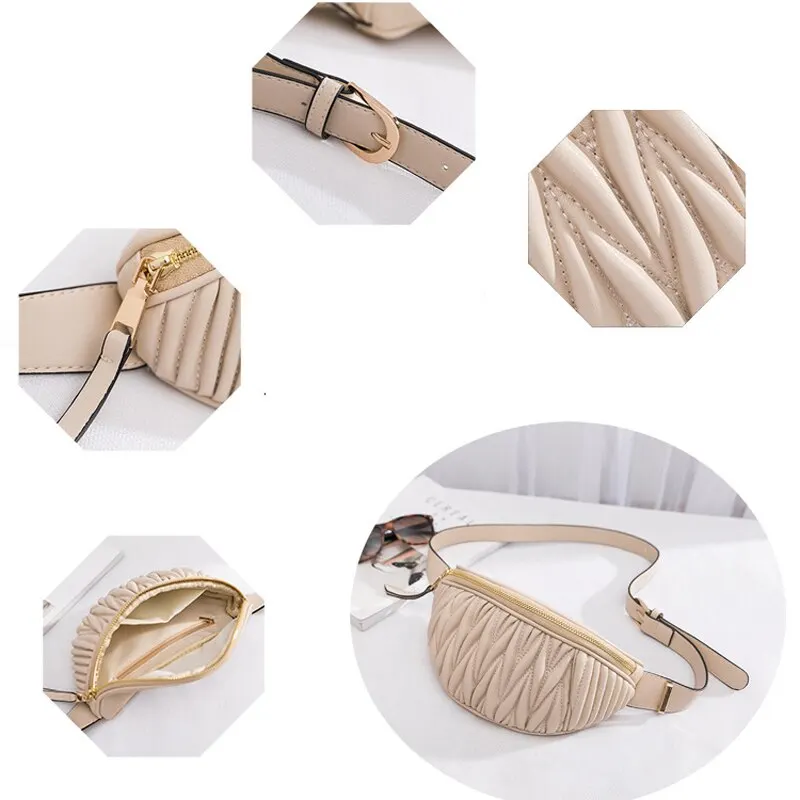 Лидер продаж дизайнерская бежевая сумка на пояс для девушек женская