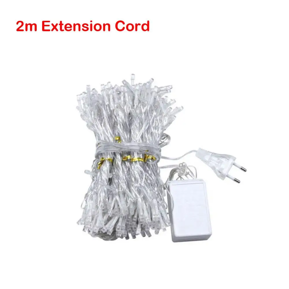 Extension Cord Светодиодный светильник-гирлянда в виде сказочных занавесок на Рождество, свадьбу, вечеринку, подключаемый домашний декор, для гостиной, фотосъемки, Европейский разъем - Цвет: Extension Cord