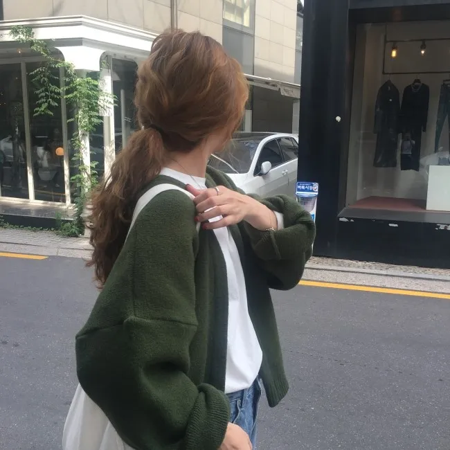 Женский вязаный кардиган повседневный Свободный в стиле оверсайз желтого цвета