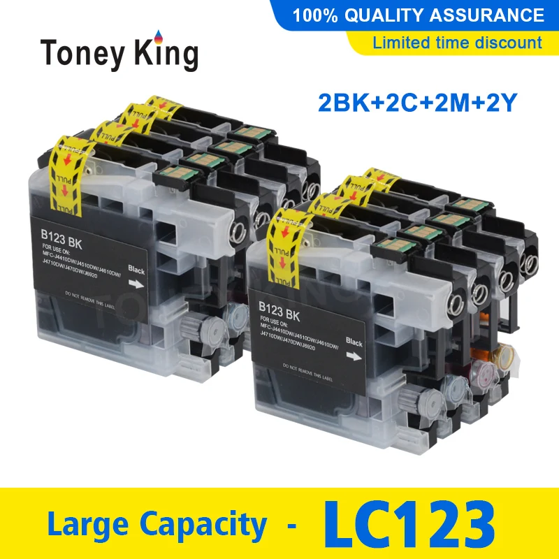 

Toney King LC123 XL Full Ink Cartridge With Chip For Brother LC 121 LC 123 Printer inkjet Cartridges J6920DW J870DW J245 J650
