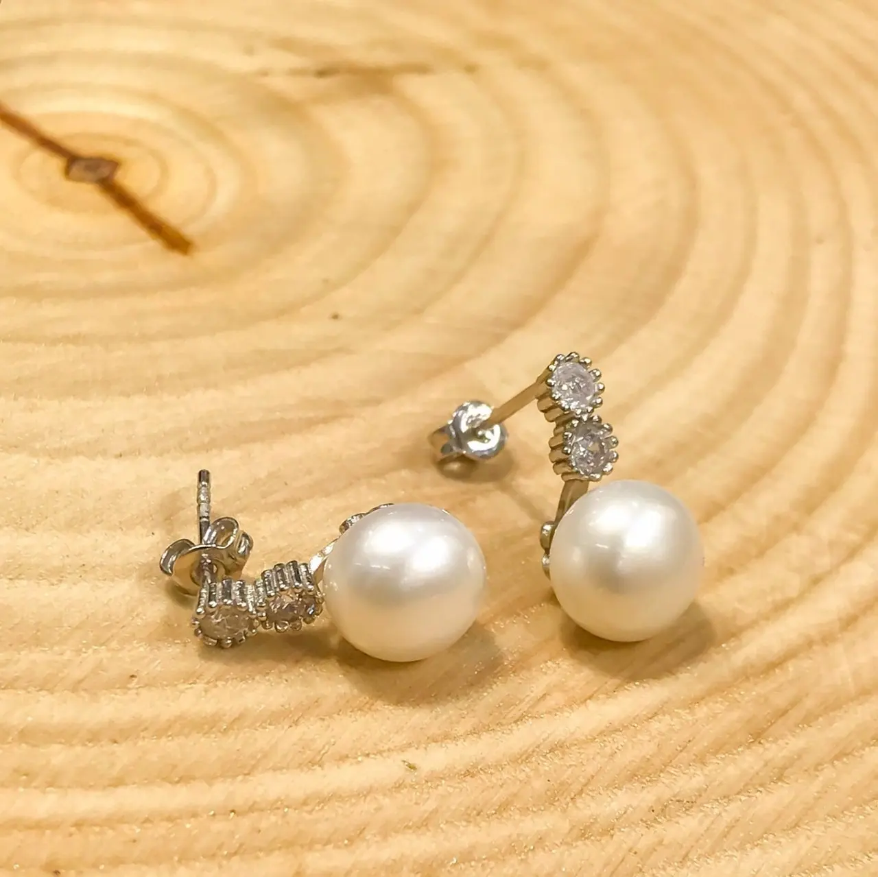 

Natural Pearl Top Studded Simple Sterling Silver Pearl Earrings