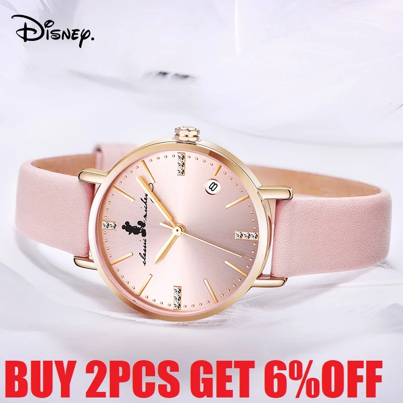 Модные Повседневные японские кварцевые наручные часы Disney официальные женские