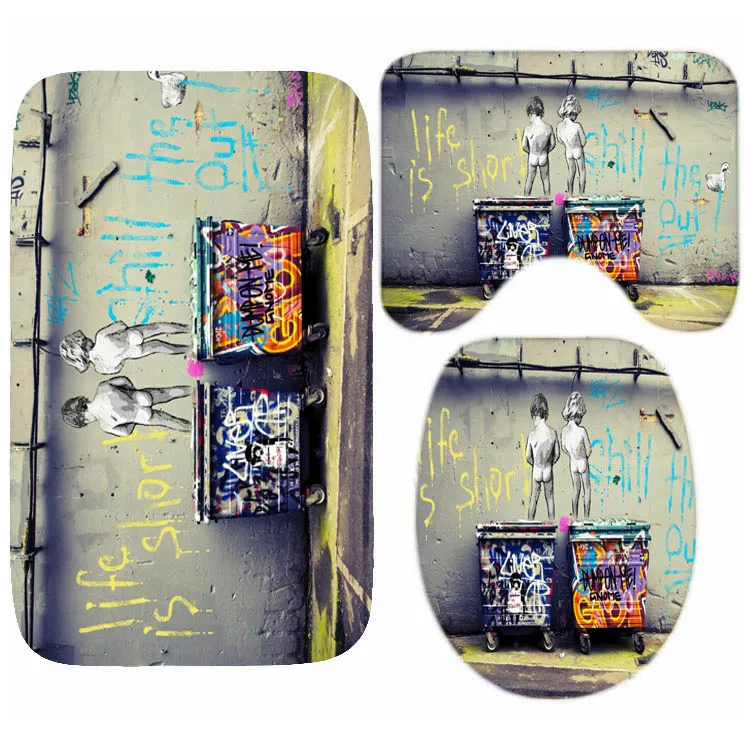 Граффити Бэнкси набор художественных занавесок для душа уличное искусство Life Is