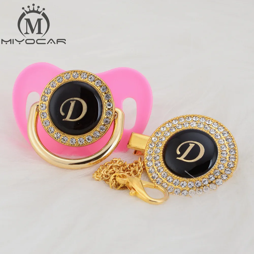 MIYOCAR уникальный дизайн имя инициалы буквенные D прекрасный bling соска и пустышка Клип Набор BPA бесплатно пустышка bling уникальный дизайн LD