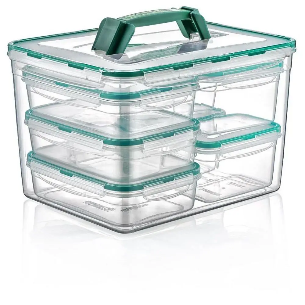 Plastart Fresh Box Locked Storage Container 8 Pieces Microwave, dishwasher and freezer storage container