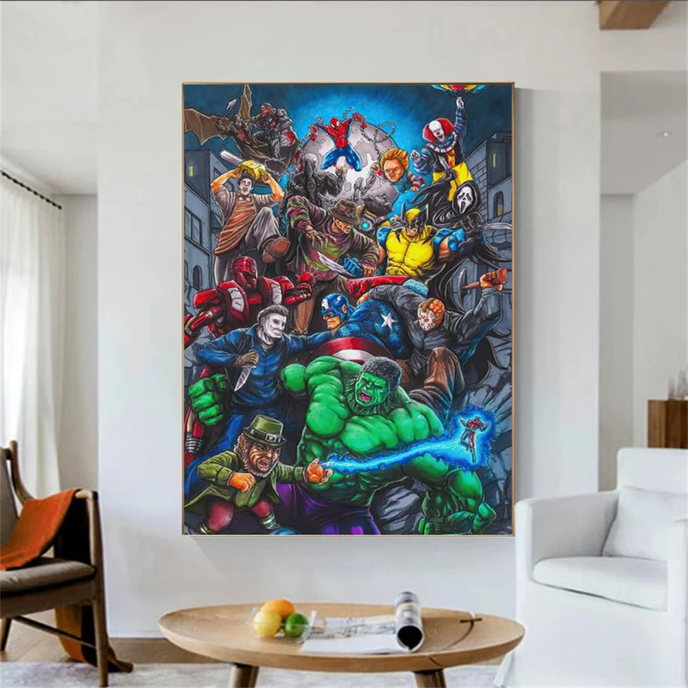 

Popular Marvel Superheroes Art Canvas Painting Classic The Avengers Movie Wall Picture Poster Prints For Boy's Room Home Decor