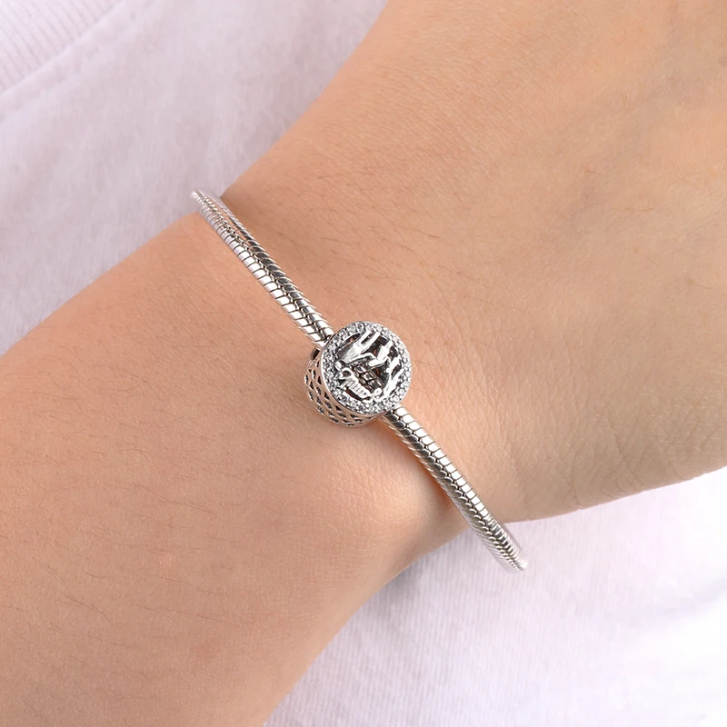 

New Vintage Charms Silver 925 Round Shape Family Beads Bracelet Orginal Fashion Luxury Enamel Pendant For Women Jewelry Making