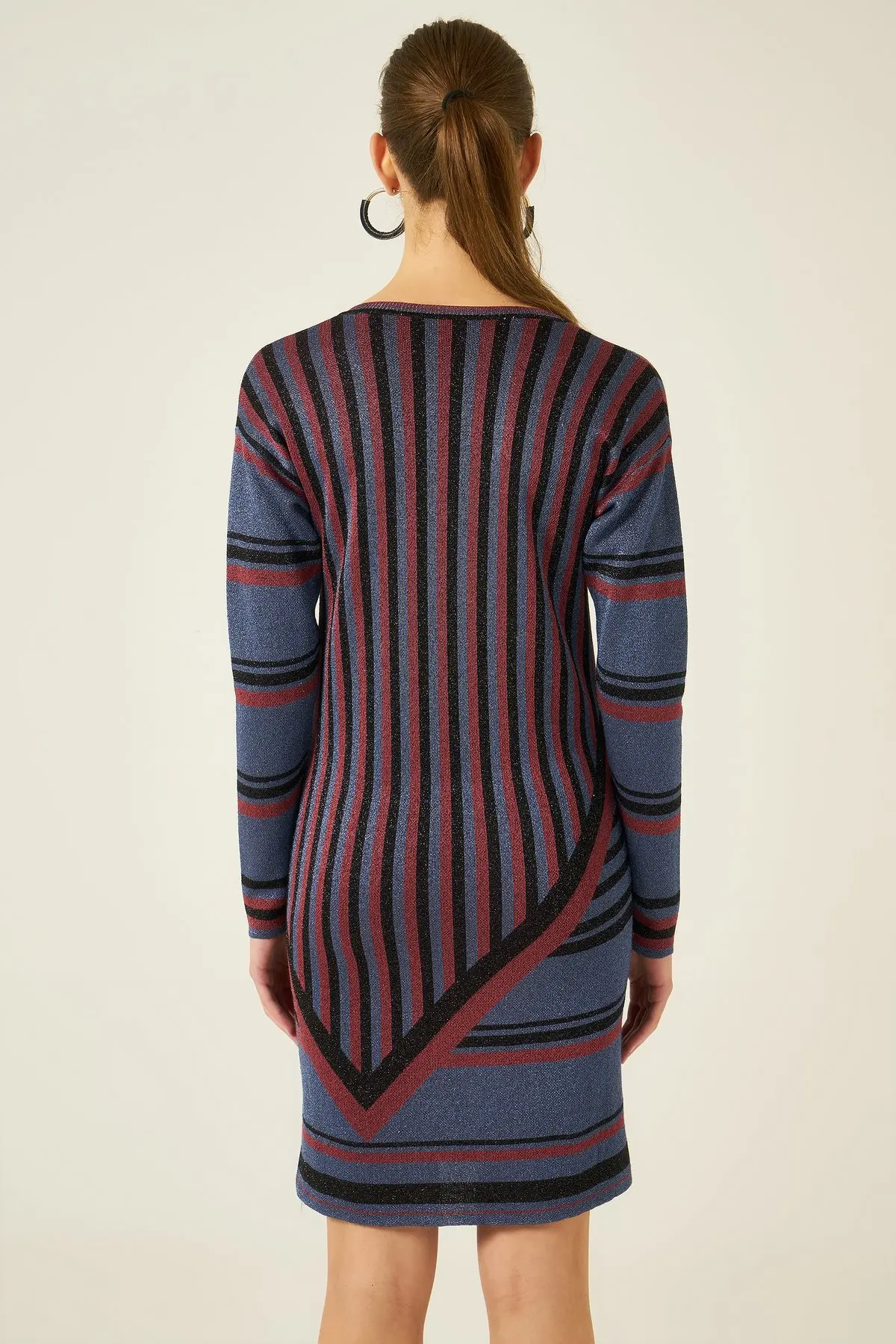 Женское темно синее платье с v образным вырезом и люрексом Joinus|Женские платья| |