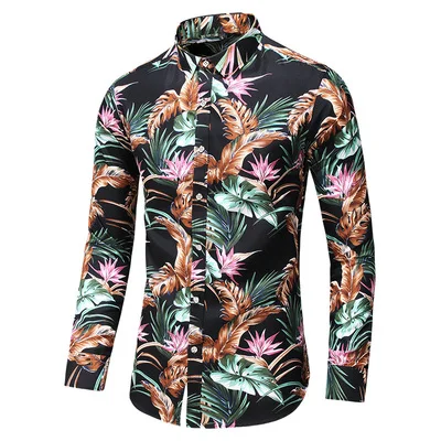 5XL 6XL 7XL рубашка мужская Осенняя Новая модная рубашка с длинными рукавами и принтом для мужчин Повседневная Деловая офисная рубашка больших размеров - Цвет: 05-734