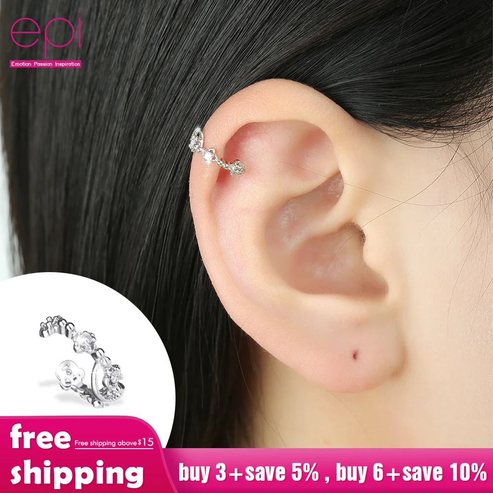 EPI винтажные серьги клипсы ювелирные изделия для женщин серебряный цвет кристалл