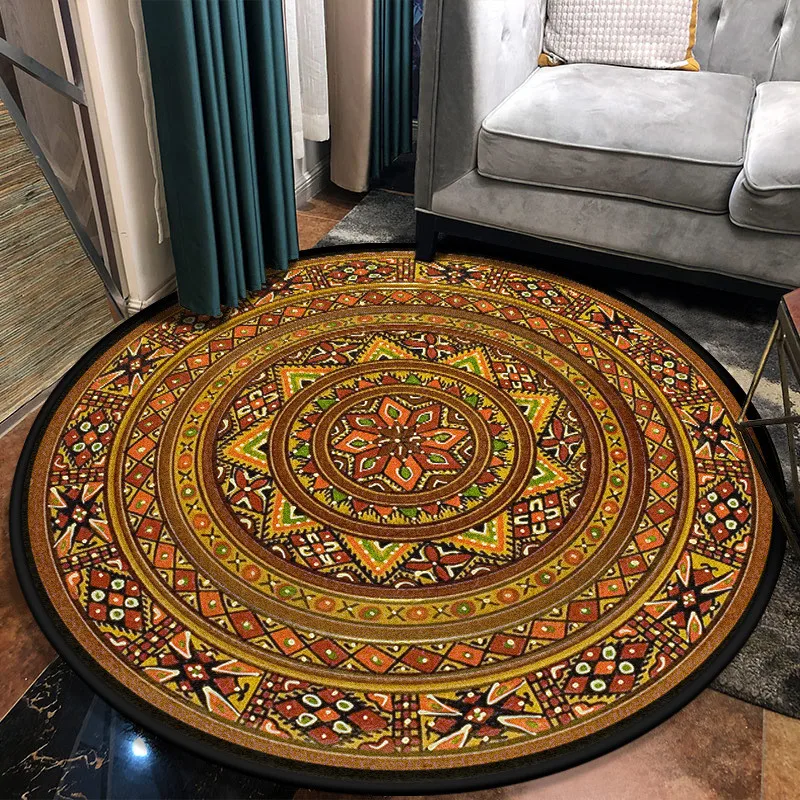 

Retro Bohemia Carpets for Living Room Portable Rug Adult Pray Mats Non-slip Mandala Floral Printed Rugs Bedroom Decor tapis