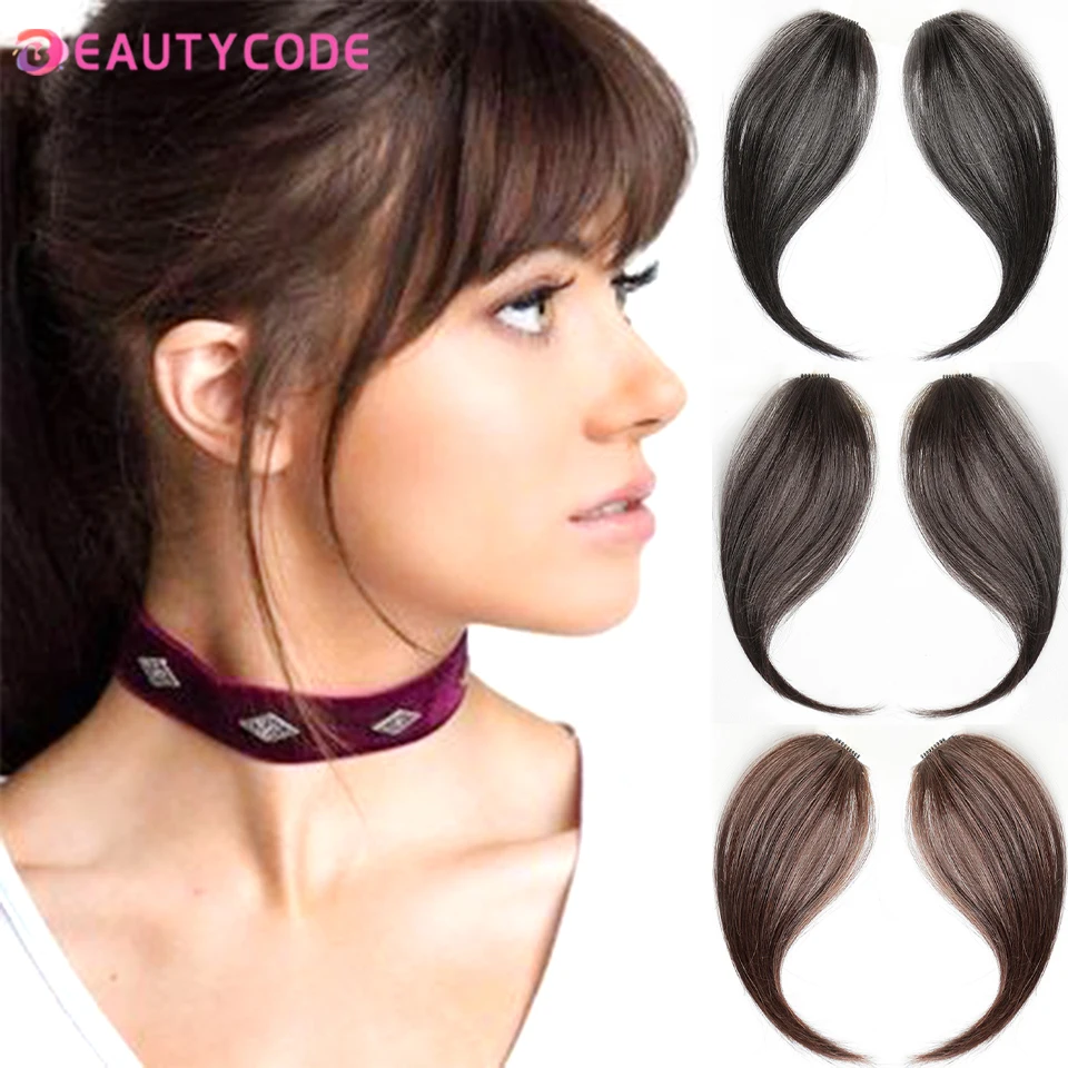 Women's Fringe Clip In Hair Bangs Hairpiece Synthesis Hair Middle Part Two Sides Bang Hair Piece Clip In Extensions