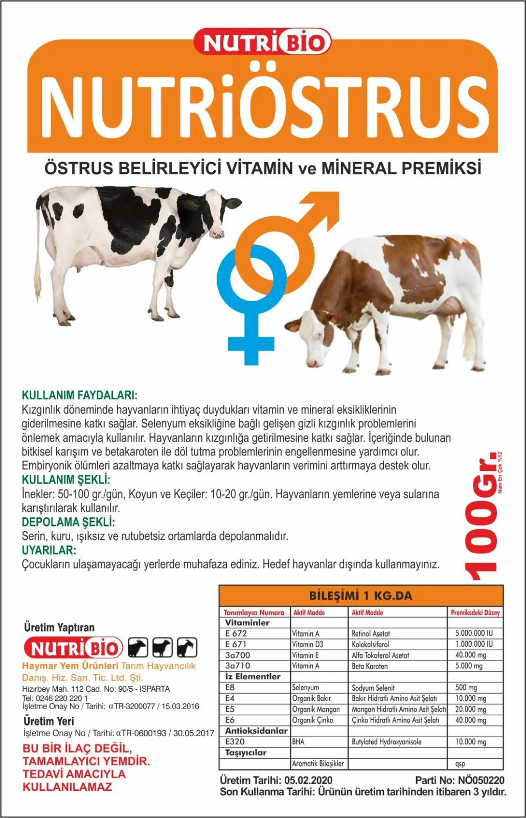 

Модулятор устриса нутри 100 г, порошок, который решает проблемы коров, овец и коз с рождаемостью и эстрогом