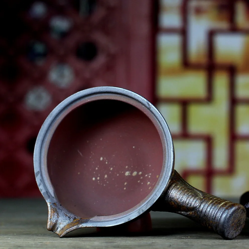 Керамическая Боковая ручка чайный горшок с горелка для спирта и фитиля кунг фу набор приготовления чая|side