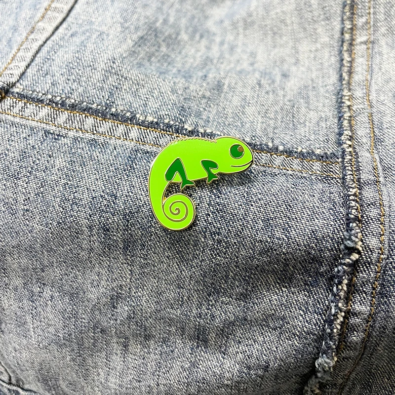 Green Lizard Chameleon Pins Chameleons Hard Enamel Pin Reptile Badge Backpack Decoration Jewelry | Brooches