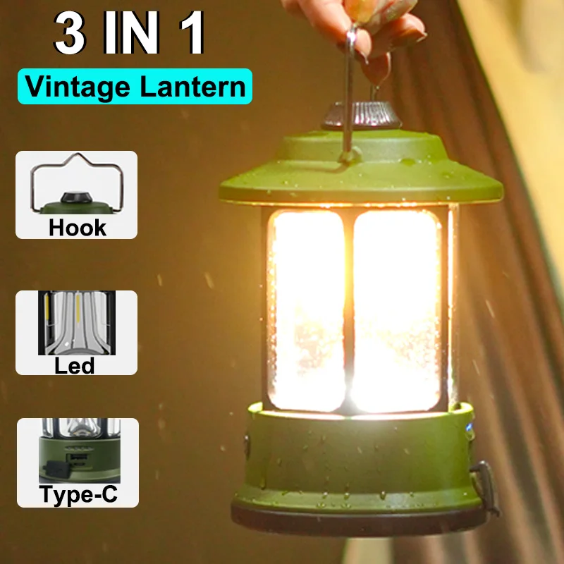 

5000maH Rechargeable LED Camping Light With Aluminum Alloy Hook Light Portable Flashlights Tent Lights Work Repair Bright Lamp