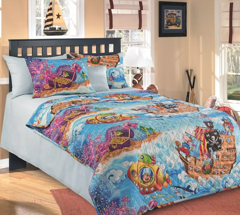 IV Дизайн Пираты Морская тематика Мальчикам. Стеганое покрывало из перкаля для