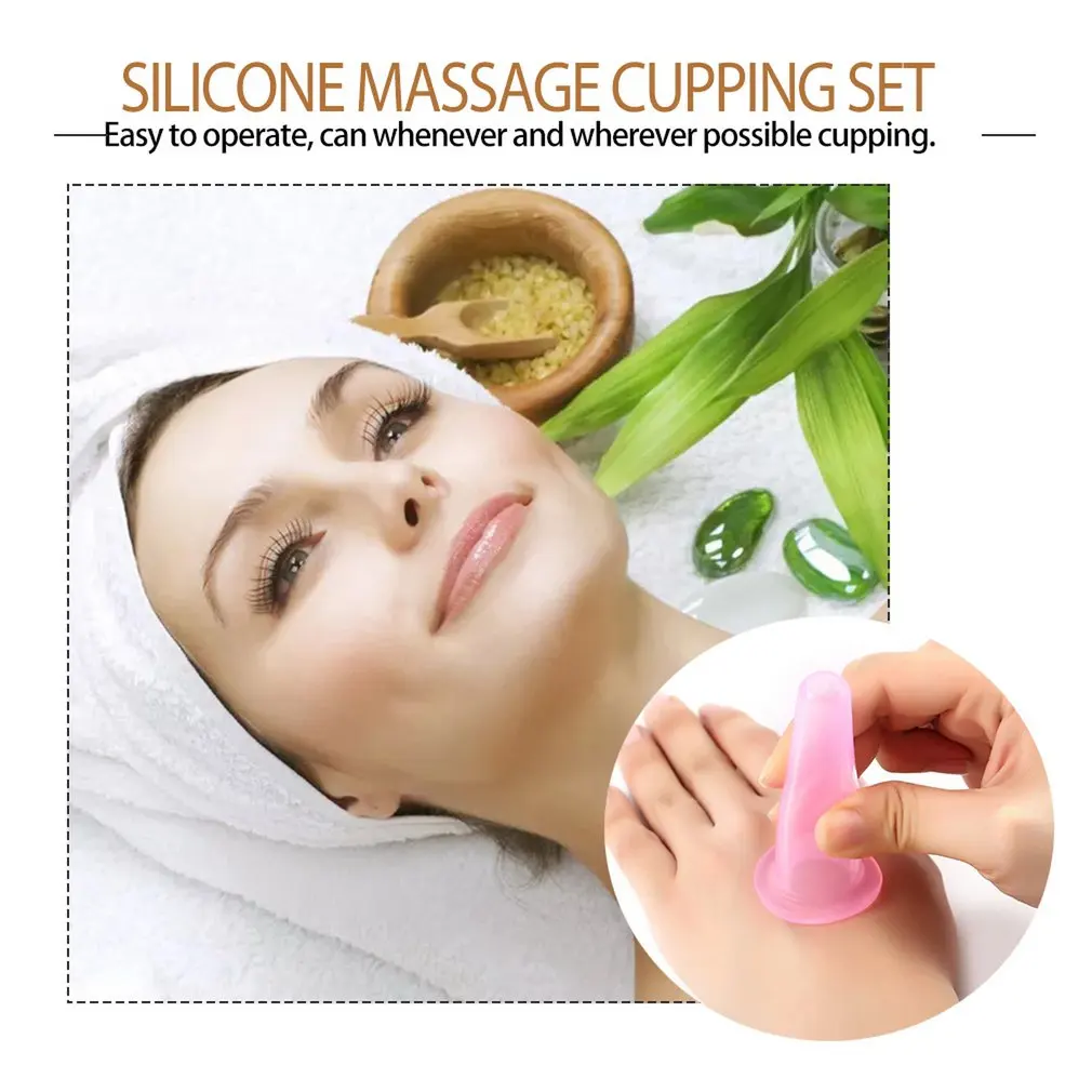 4 шт./компл. набор силиконовых чашек для массажа лица шеи спины глаз вакуумного
