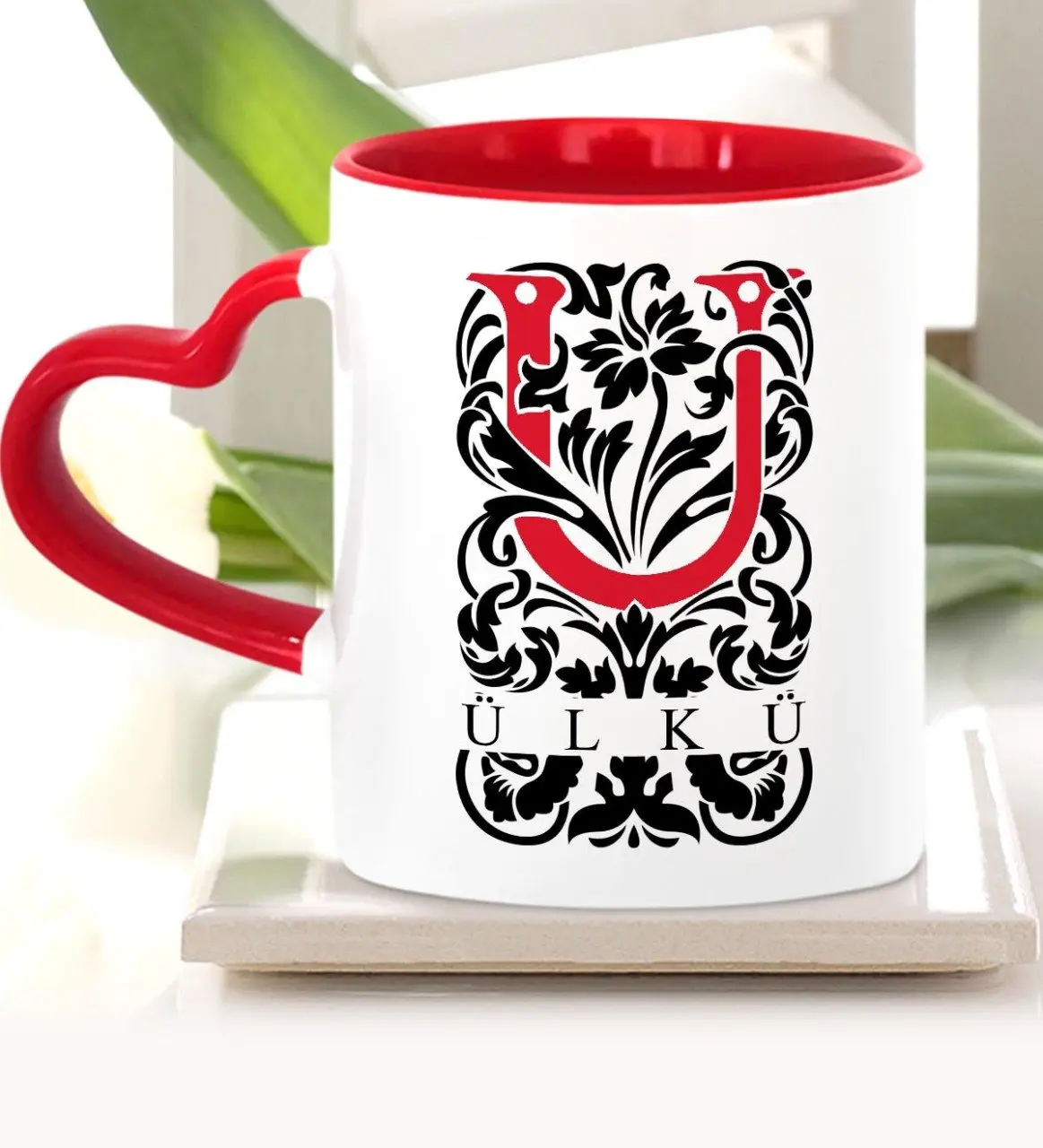 

Персонализированные буквы красное сердце кружка чашка (модель 2)