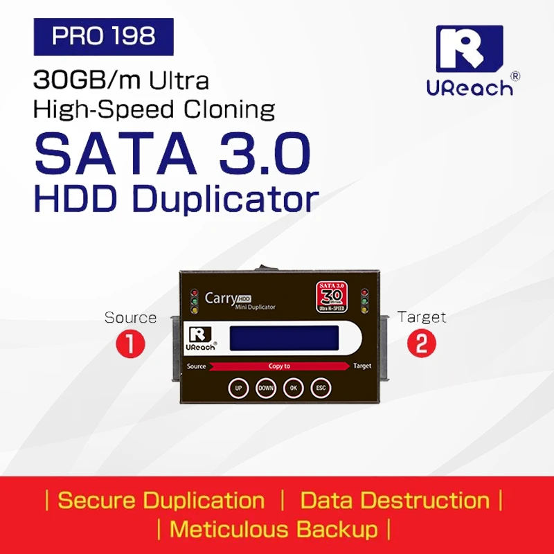 UReach PRO198 Ultra High Speed HDD/SSD Duplicator SATA/IDE/mSATA Standalone Copier