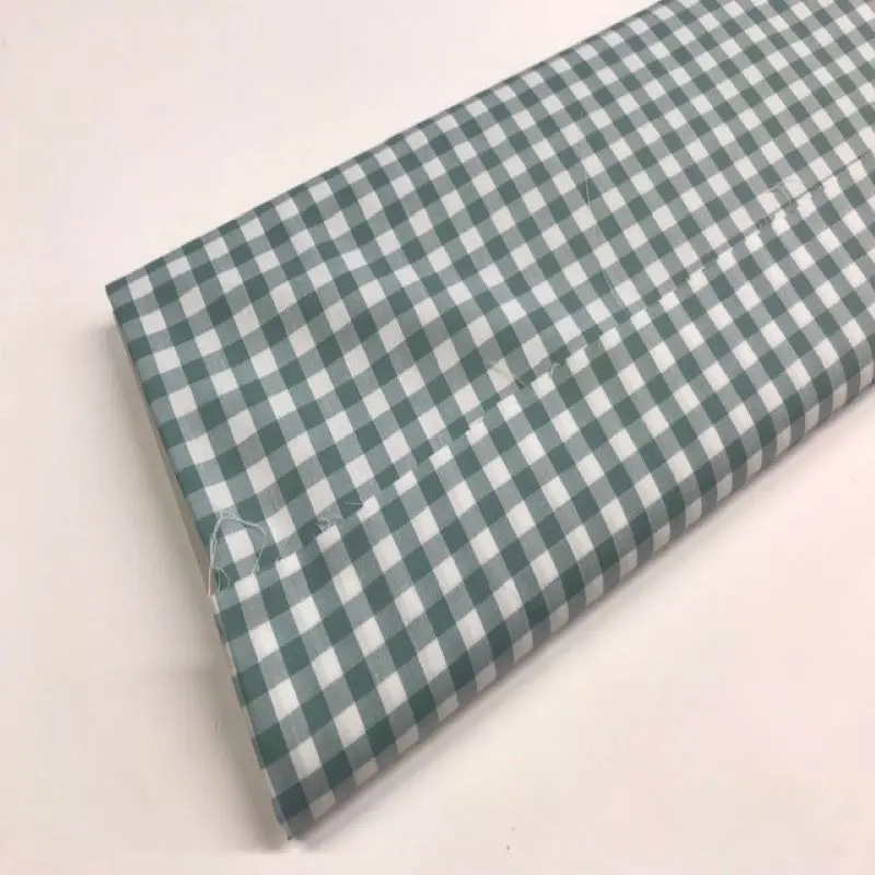 Квадратная ткань Виши 100% хлопок мятно-зеленый цвет ширина 1 см на метр ткани для