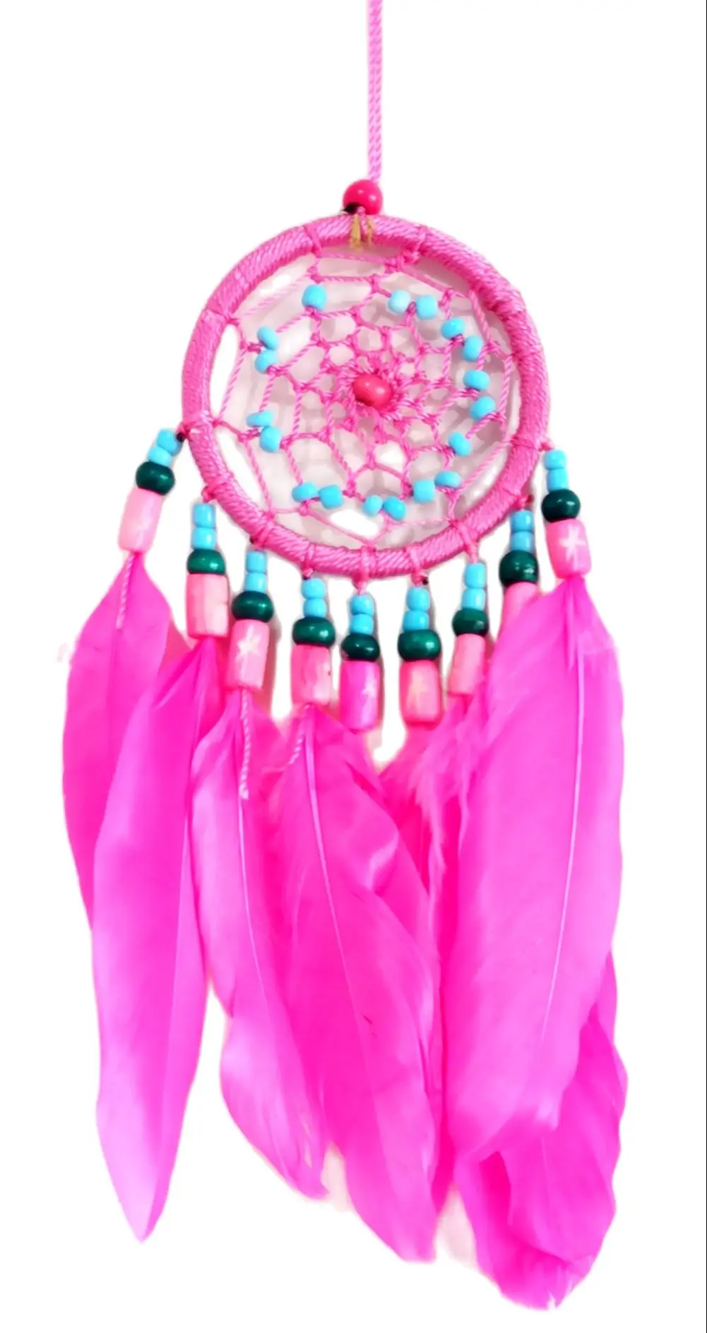 

Blue Beads Handmade Fuchsia Color Dreamcatcher Mini Wall Ornament