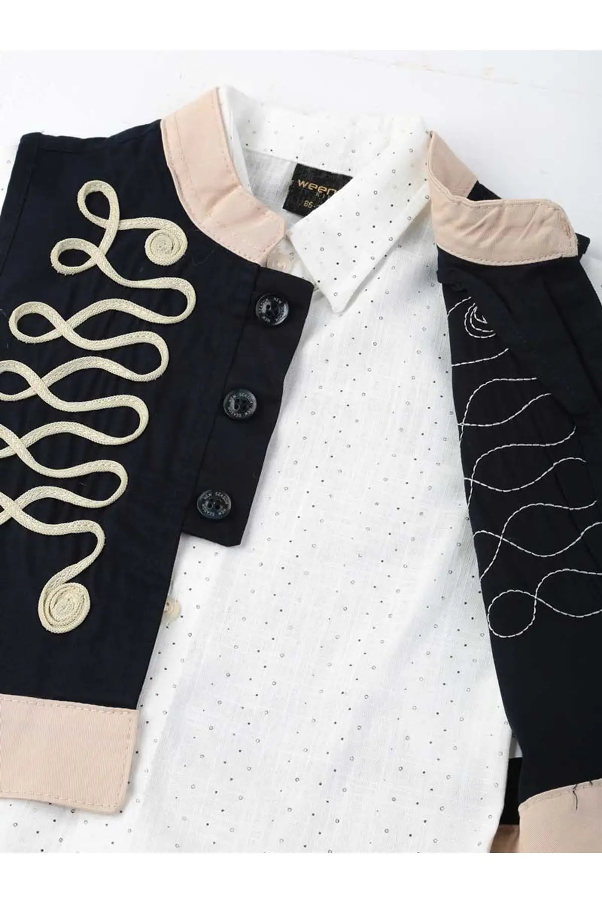 Navy blue Cream Male Child 5 li Suit |