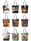 Женские дизайнерские сумки-тоуты с рисунком кота, многоразовая сумка из полиэстера для покупок для продуктов, сумки на плечо для женщин