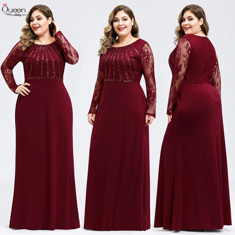 Вечернее платье Русалка размера плюс с длинным рукавом кружевные Элегантные