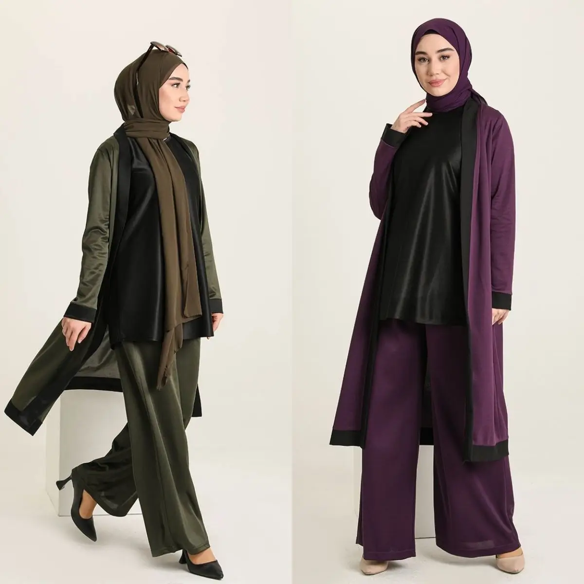 Ramadan Eid Mubarak Garni Trio Suit Long Sleeves Sleeveless Crew Neck Seasonal Summer Hijab  Clothing  Muslim  Fashion  Islamic