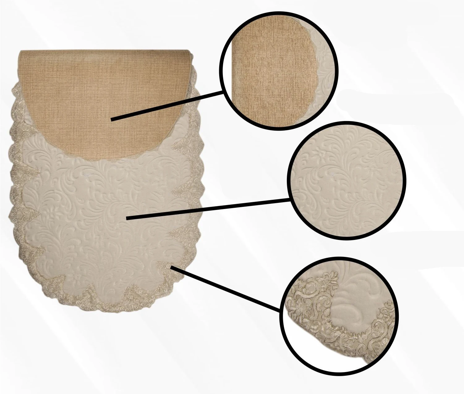 Online Bonny Home Plush Lux Ovale 3 Pezzi Tappetino Da Bagno In Pizzo Set Antiscivolo Lusso Doccia Wc Tappeto Da Bagno