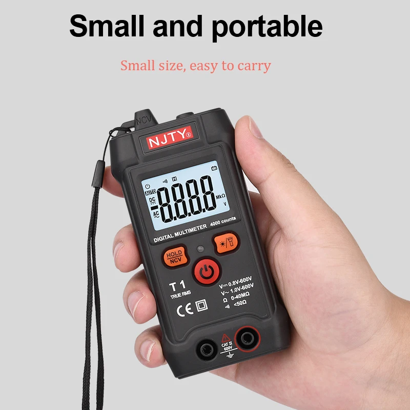 Multimeter Digital Professional Voltage Tester T1 Mini Portable Auto Range NCV True RMS 600V AC DC Ohm Continuity Multi | Инструменты