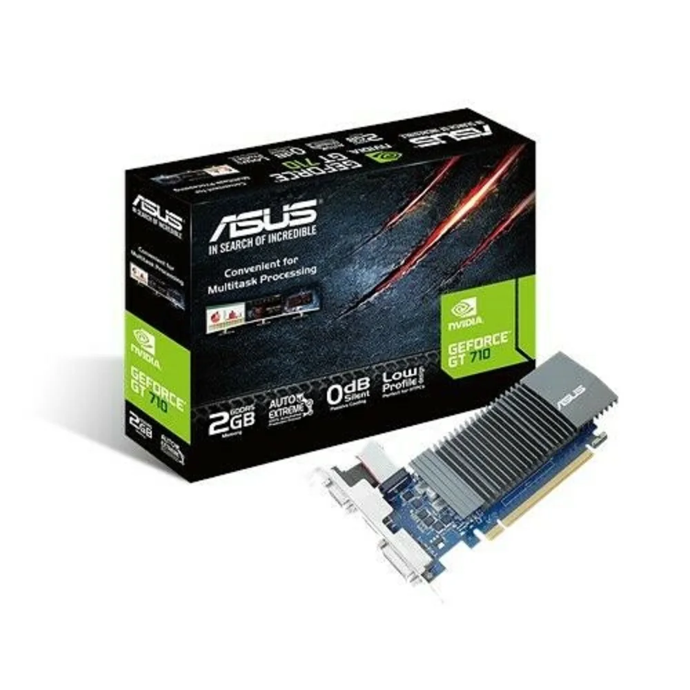 Видеокарта ASUS GeForce GT710 2 ГБ DDR5 PCI-E тихая HDMI VGA DVI GT710-SL-2GD5 | Компьютеры и офис