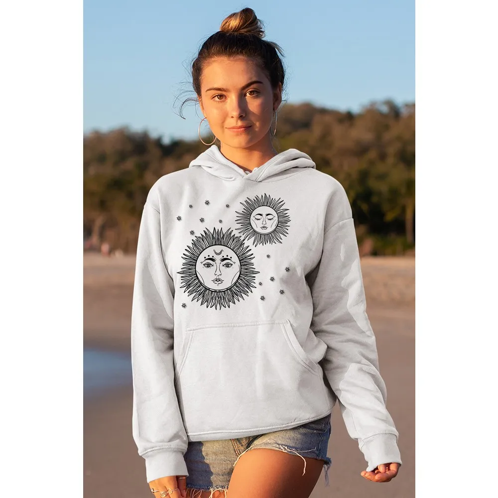 

Stars And Suns Women Hoodie Sweatshirt Long Stylish Combination Style Unisex 100% Cotton Fashion Pink Black Yellow White Green