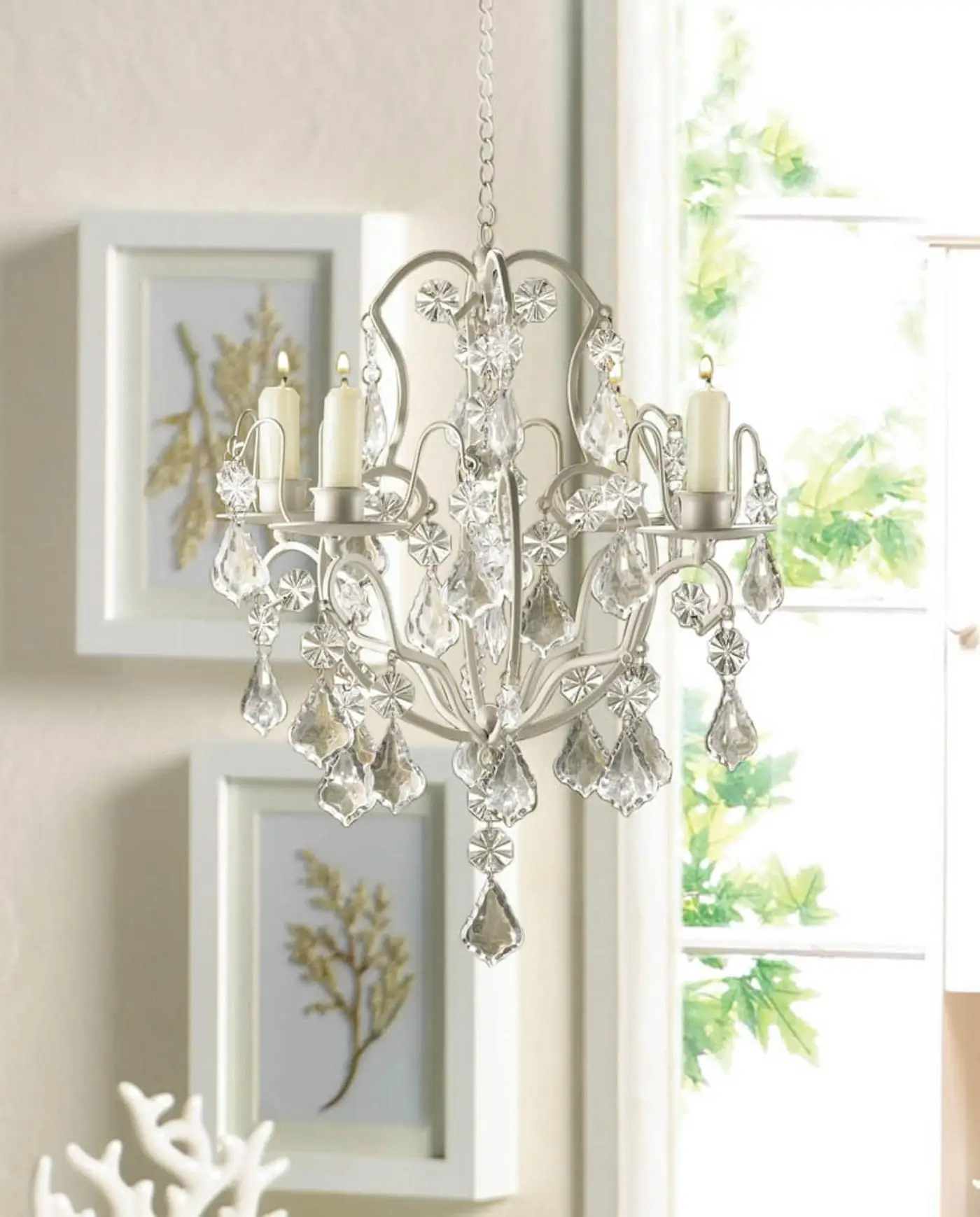

Accent Plus Jeweled Ivory Baroque Candle Chandelier Made Of Iron and Acrylic For A Long Lasting Lighting Dcor Piece