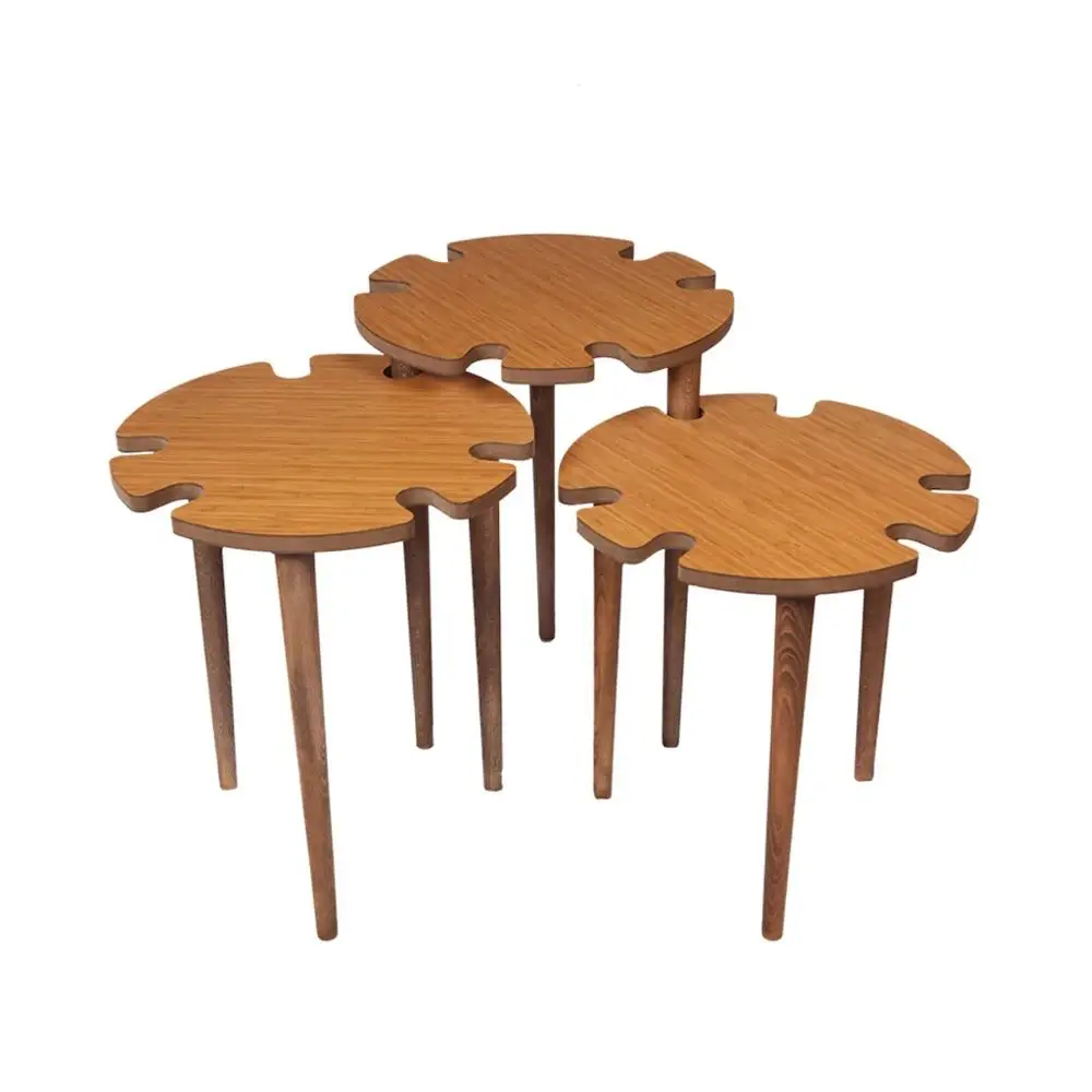 GARA DECOR Flower 3 lü Zigon Ahşap Sehpa эргономичный BAMBU|Журнальный столик| |