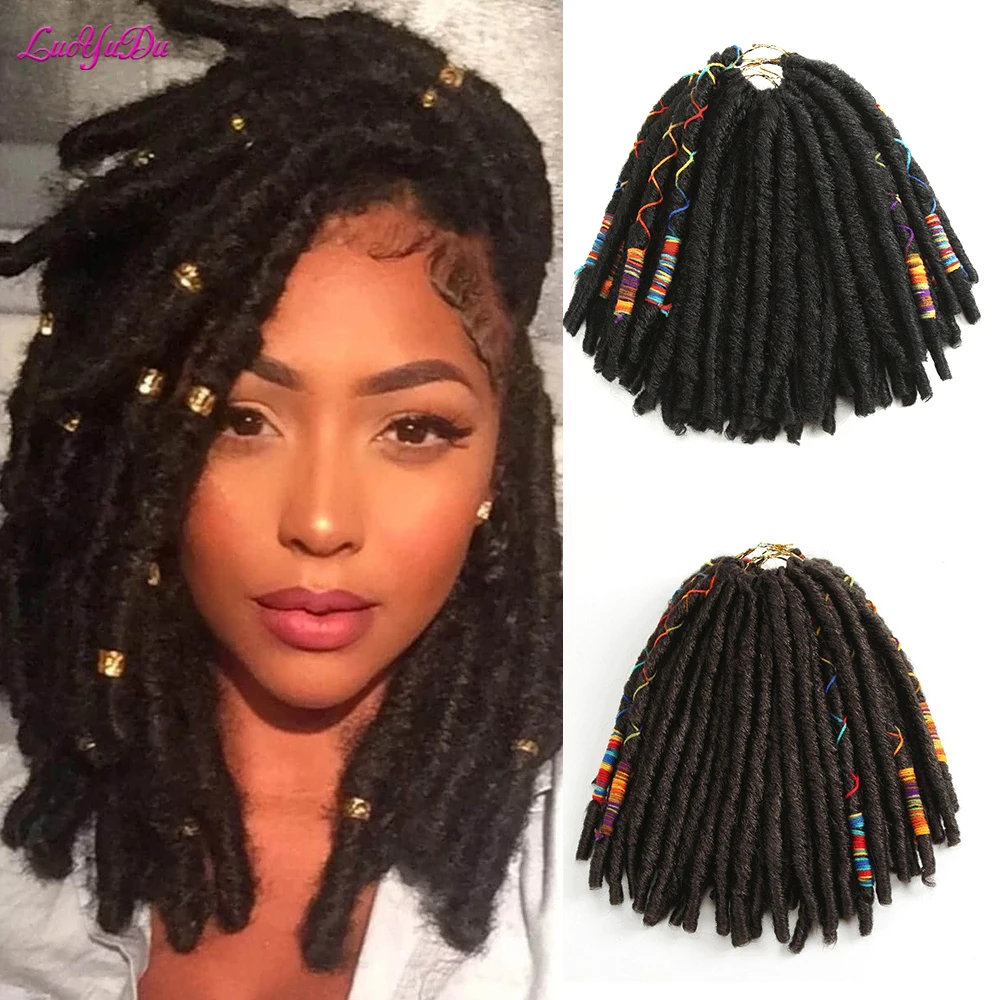 

Synthetic Crochet Braiding Hair 10inch Afro Faux Locs Dreadlocks Hair Extensions Pre Loop Hook Braids Organic Hair Free Shipping