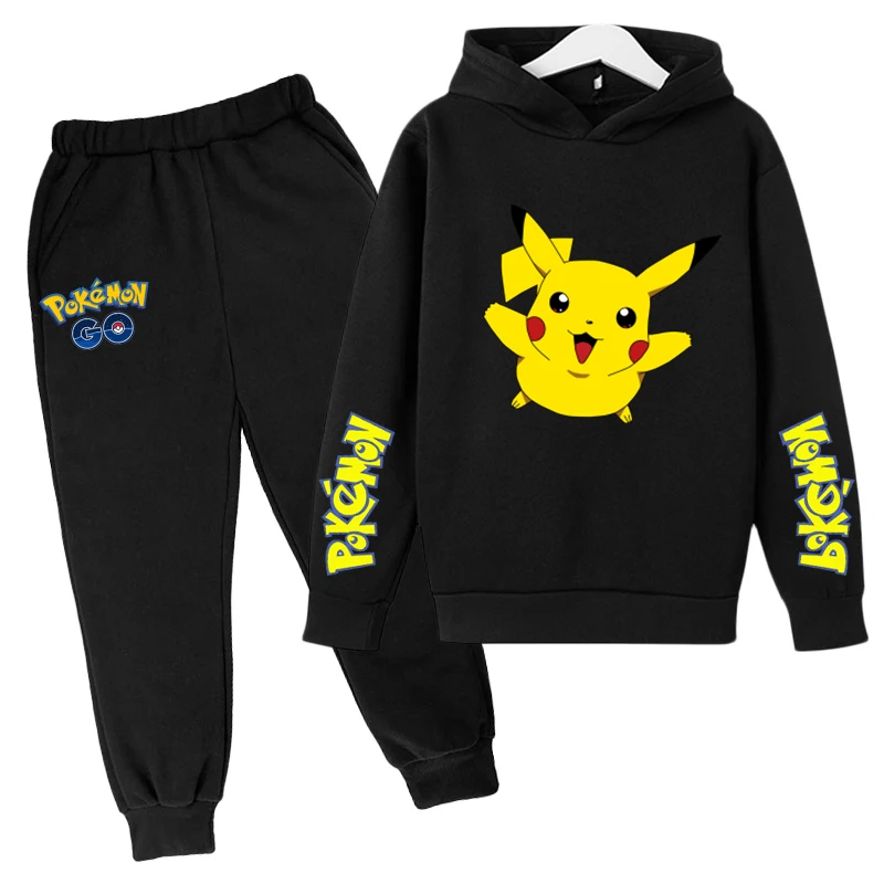 

Pokemon - Pikachu Boys Girls Hoodie Set Cotton Kids Hooded Sportswear Set Pants Boys Clothes 4T~14T