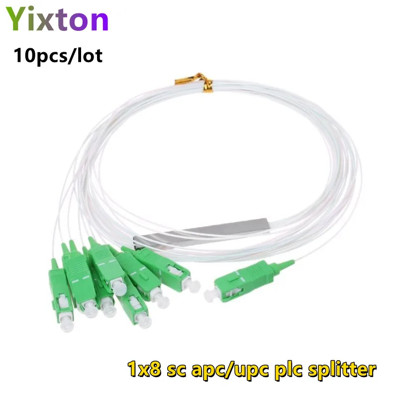 

10PCS/Lot PLC splitter 1X8 SC/APC FTTH SM 0.9mm G657A1 PVC 1m FTTH Fiber Optic Splitter 1*8 sc upc Free shipping
