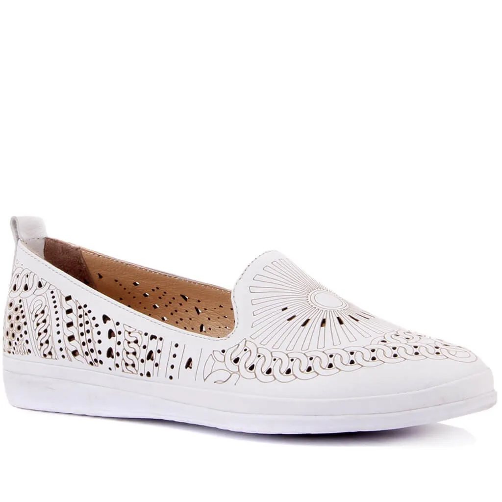 Женские балетки из белой кожи Sail Lakers|Обувь без каблука| |