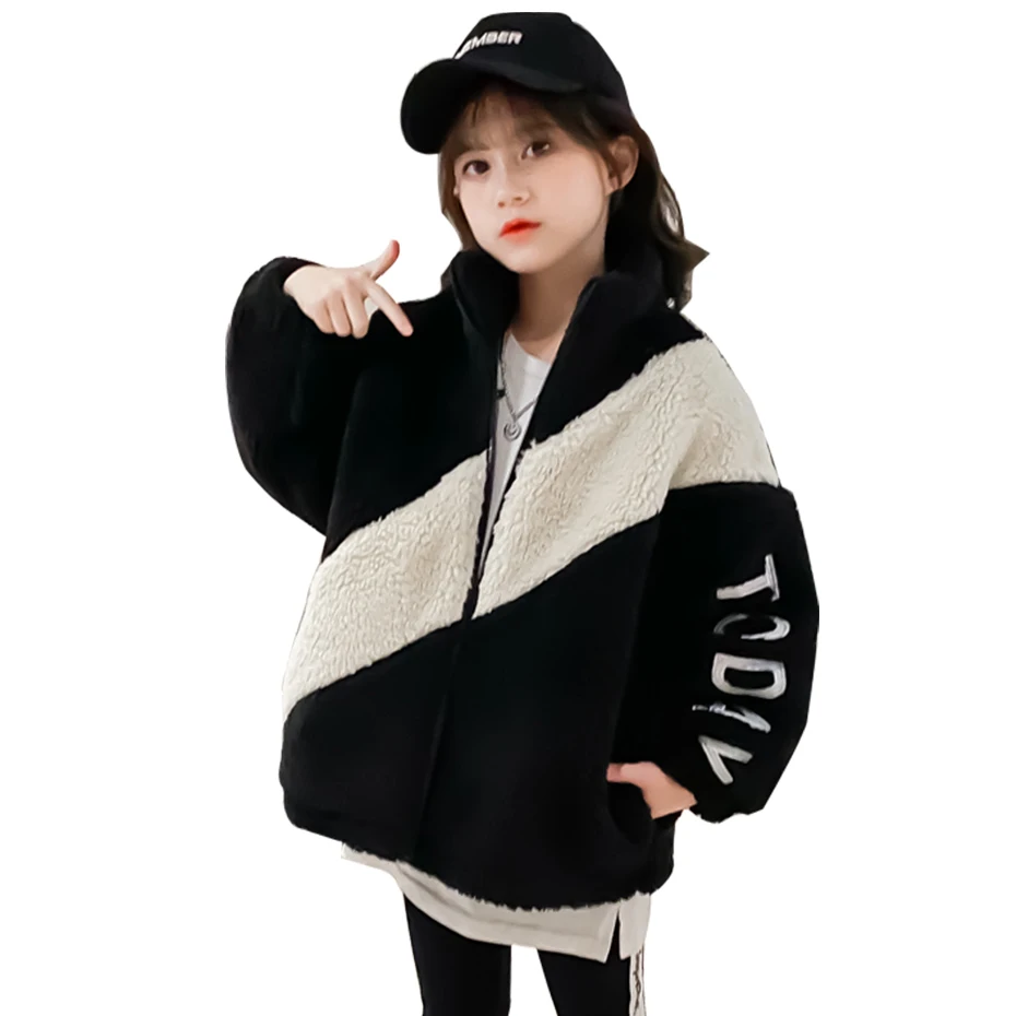 Меховое пальто в стиле пэчворк для девочек верхняя одежда повседневные стильные