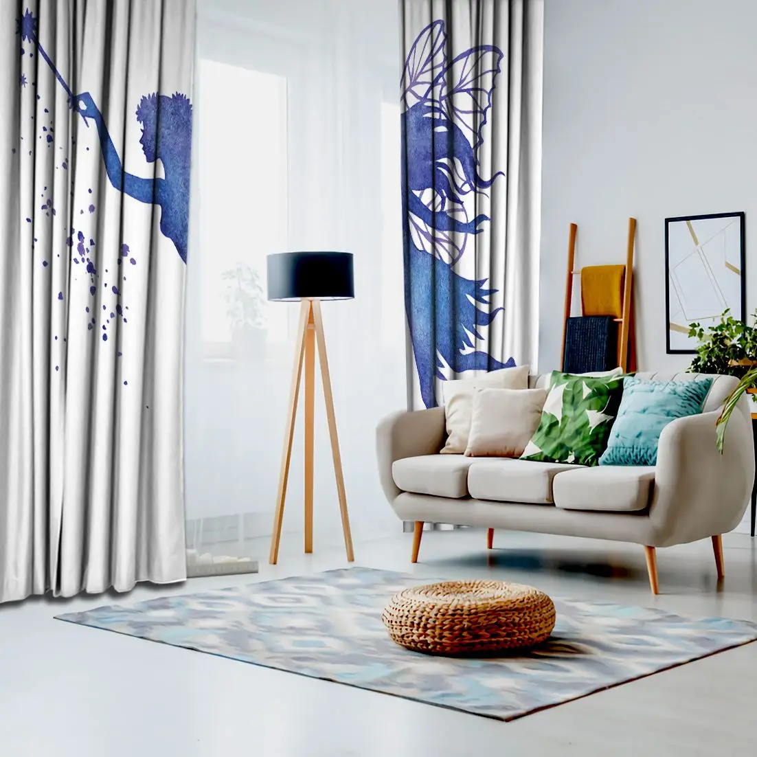 Занавеска фея девушка с волшебной палочкой силуэт волшебник эльф мечтательный