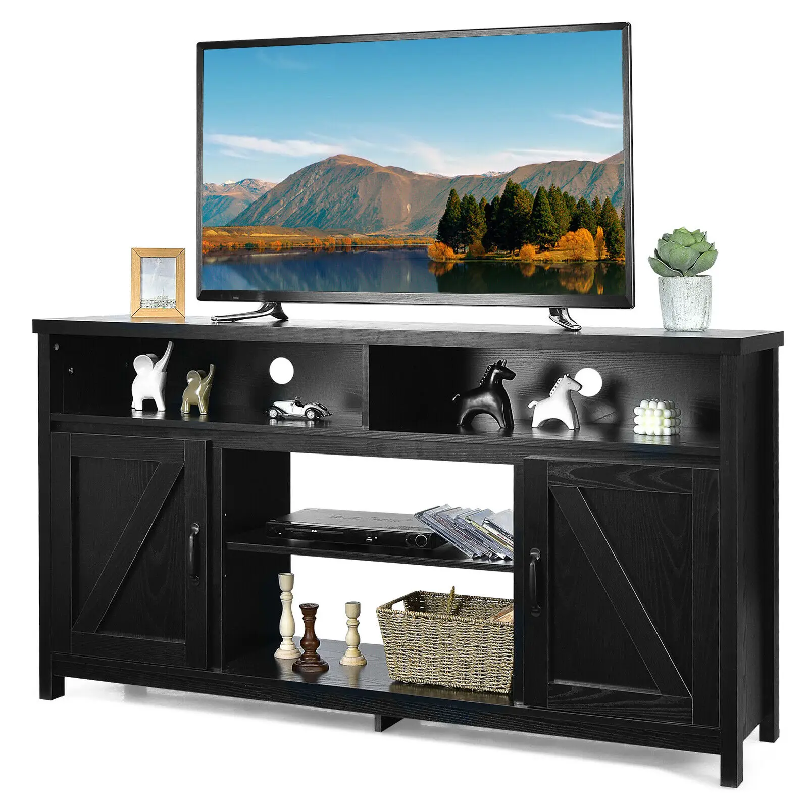 Media Center Console Cabinet W/ Barn Door For Tv's 65"  Hv10