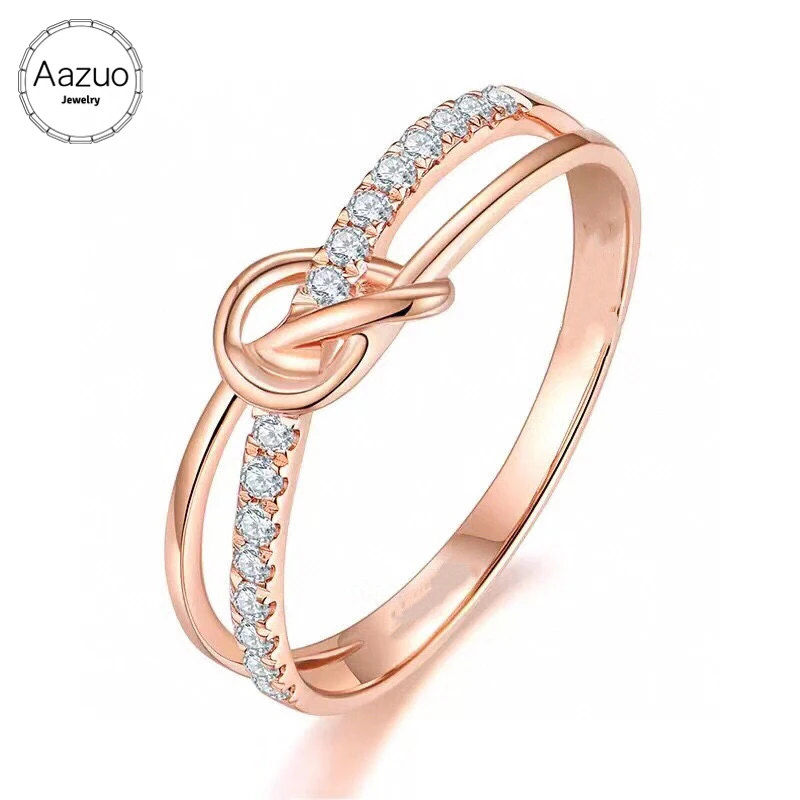 

Aazuo 100% 18K чистое розовое золото, настоящие бриллианты, сказочный узел, кольцо для подарка женщине и женщине, обручальное, вечернее, очаровате...