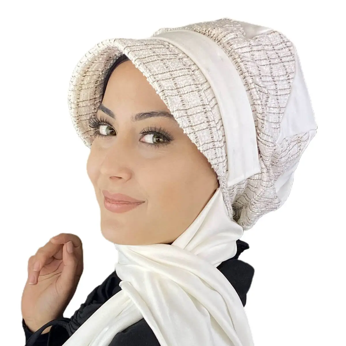 

New Fashion Islamic Muslim Hijab 2021 Trend Hijab Garment Scarf Chiffon Koton Beanie White Mealy Women Hijab Hat