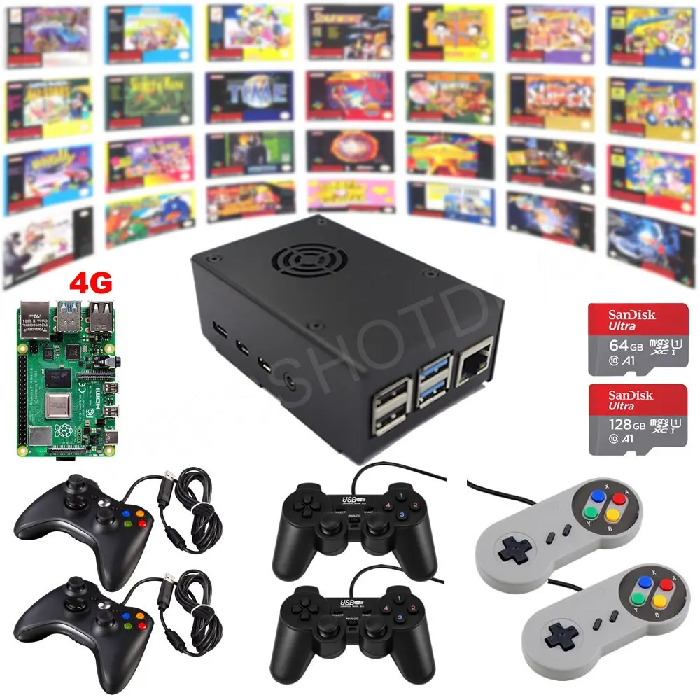 Raspberry Pi 4 Модель B игровой комплект G4B01 4G Ретро игровая консоль полностью загружена