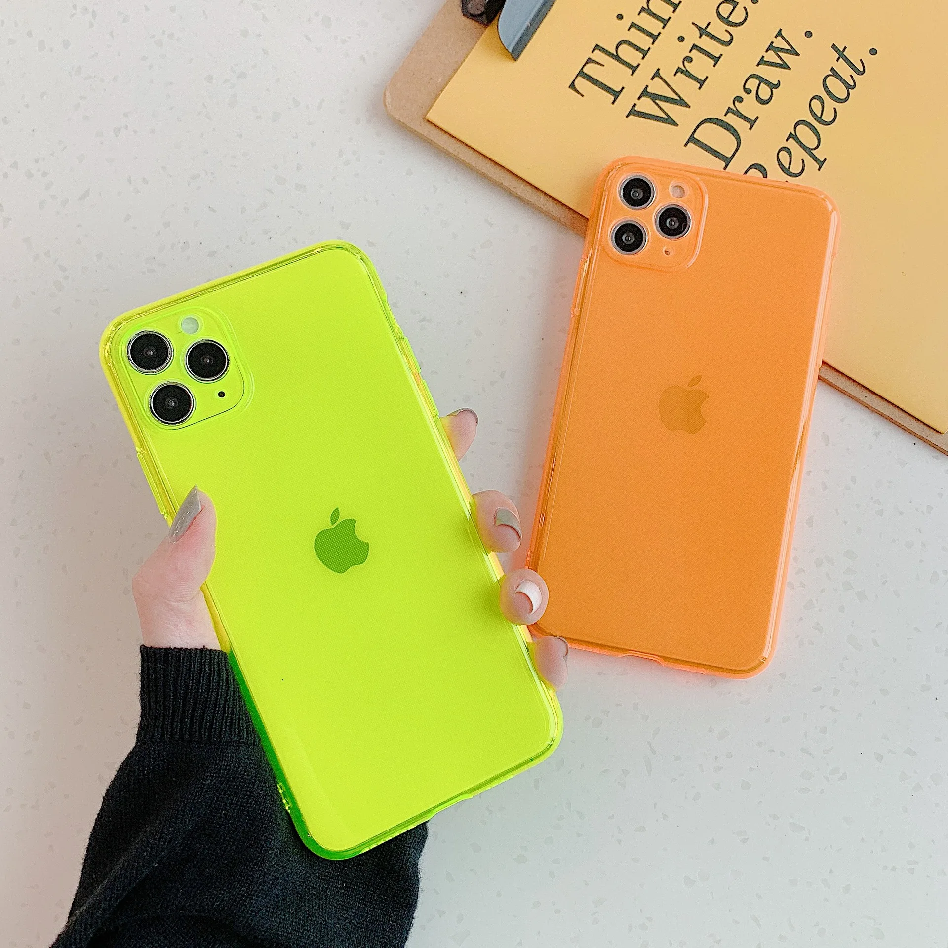 

Fluorescent Phone Case For iPhone 13 12 11 Pro Max Shockproof Soft TPU Clear Back Cover For iphone XR X XS Max 7 8 Plus