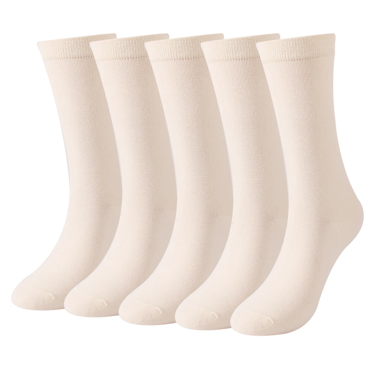 5 Pairs Of Pile Socks Solid Black Long Tube Simple White High Tube Women's Cotton Socks